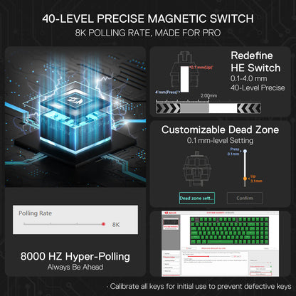 Redragon K735 Rapid Trigger Wired Gaming Keyboard, 90% 94 Keys Mechanical Keyboard w/Hyper-Fast Actuation, Dedicated Magnetic Switch, Actuation Point Adjustable, 8K Hz Polling Rate