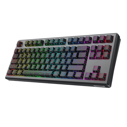 Redragon K737 PRO Wireless 87 Keys Gasket Gaming Keyboard, 80% Premium CNC Aluminum Mechanical Keyboard, Hot-Swap South-Facing LED Socket, 5-Layer Noise Dampening, Side-Printed PBT Contour Line Keycap