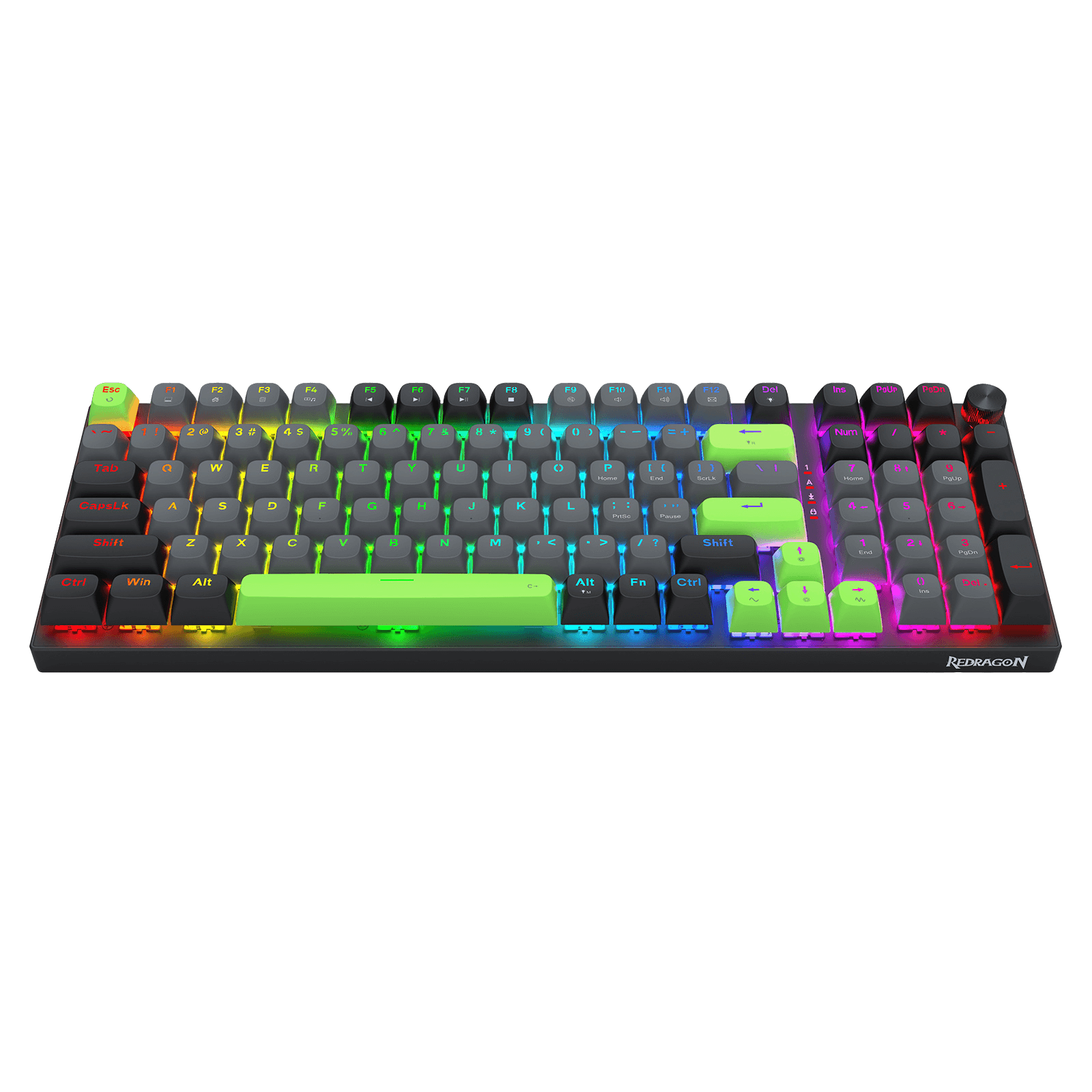 Redragon K740 98 Keys Wired RGB Gaming Keyboard, 95% PBT Mechanical Keyboard w/Solid Aluminum Base, Dedicated Knob Control & Hot-Swap Socket, Custom Linear Switch