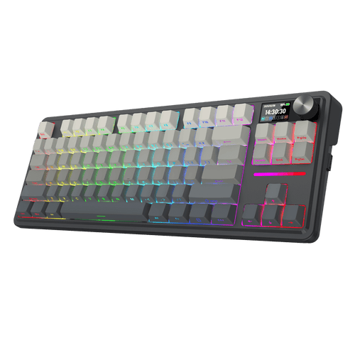 Redragon K743 PRO GB 80% Gasket RGB Gaming Keyboard w/Hype 1.14’’ TFT Screen & Knob, 87 Keys Mechanical Keyboard, 5-Layer Noise Dampening, Hot-Swap South-Facing RGB Socket, Gradient PBT Keycaps