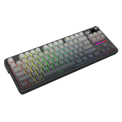 Mechanical keyboard with RGB lighting on a black background