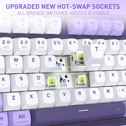 Redragon K745 PRO Wireless Gasket RGB Gaming Keyboard, 108 Keys Mechanical Keyboard w/Extra 4 Hotkeys, Hot-Swap South-Facing LED Socket, 5-Layer Noise Dampening, Round PBT Keycaps, Mint Mambo Switch