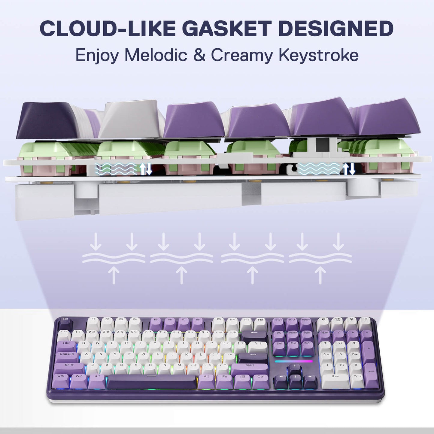 Redragon K745 PRO Mechanical keyboard with cloud-like gasket design on a white background