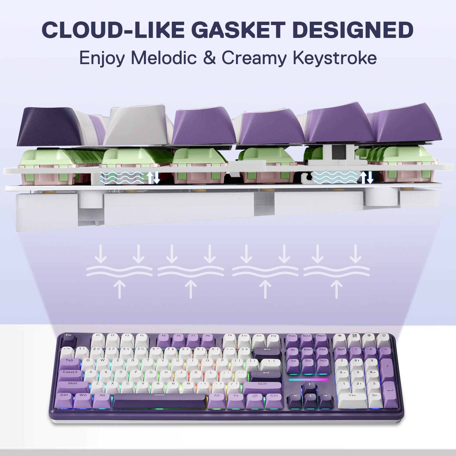 Redragon K745 PRO Mechanical keyboard with cloud-like gasket design on a white background