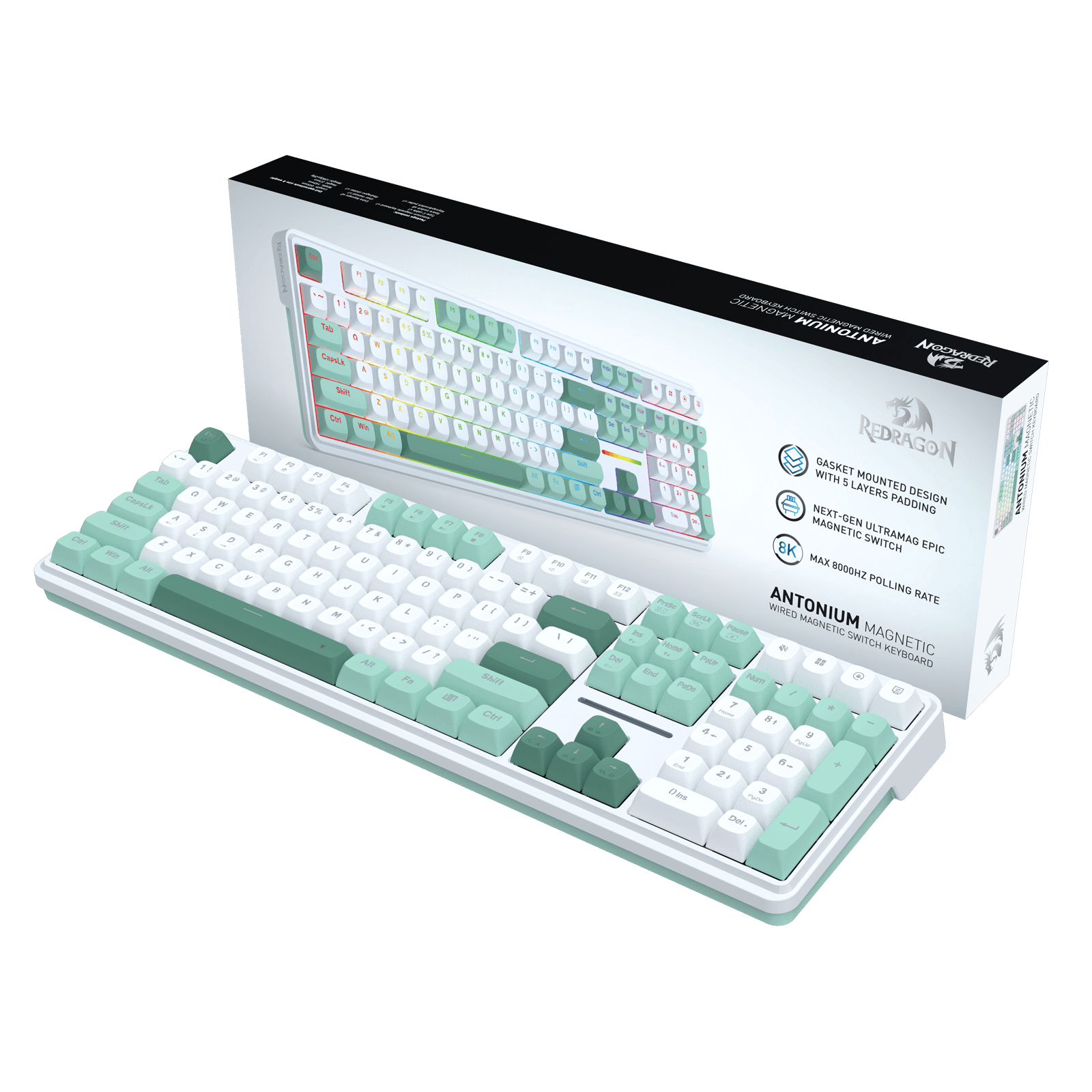 Redragon K745 HE Rapid Trigger Gaming Keyboard, 8K Wired Mechanical Keyboard w/Next-Gen UltraMag 100% POM Silky Magnetic Switch, Dual-Module Floating Patent Structure Design, 5-Layer Noise Dampening