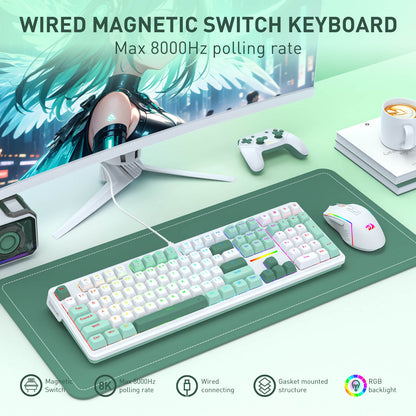 Redragon K745 HE Rapid Trigger Gaming Keyboard, 8K Wired Mechanical Keyboard w/Next-Gen UltraMag 100% POM Silky Magnetic Switch, Dual-Module Floating Patent Structure Design, 5-Layer Noise Dampening