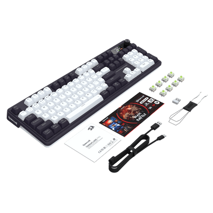 Redragon K762 Wireless Gasket Gaming Keyboard w/Hype Screen & Knob, 104 Keys Mechanical Keyboard, Easy-Control 1.14’’ TFT Info Display, 5-Layer Noise Dampening, Round PBT Keycaps, Mint Mambo Switch
