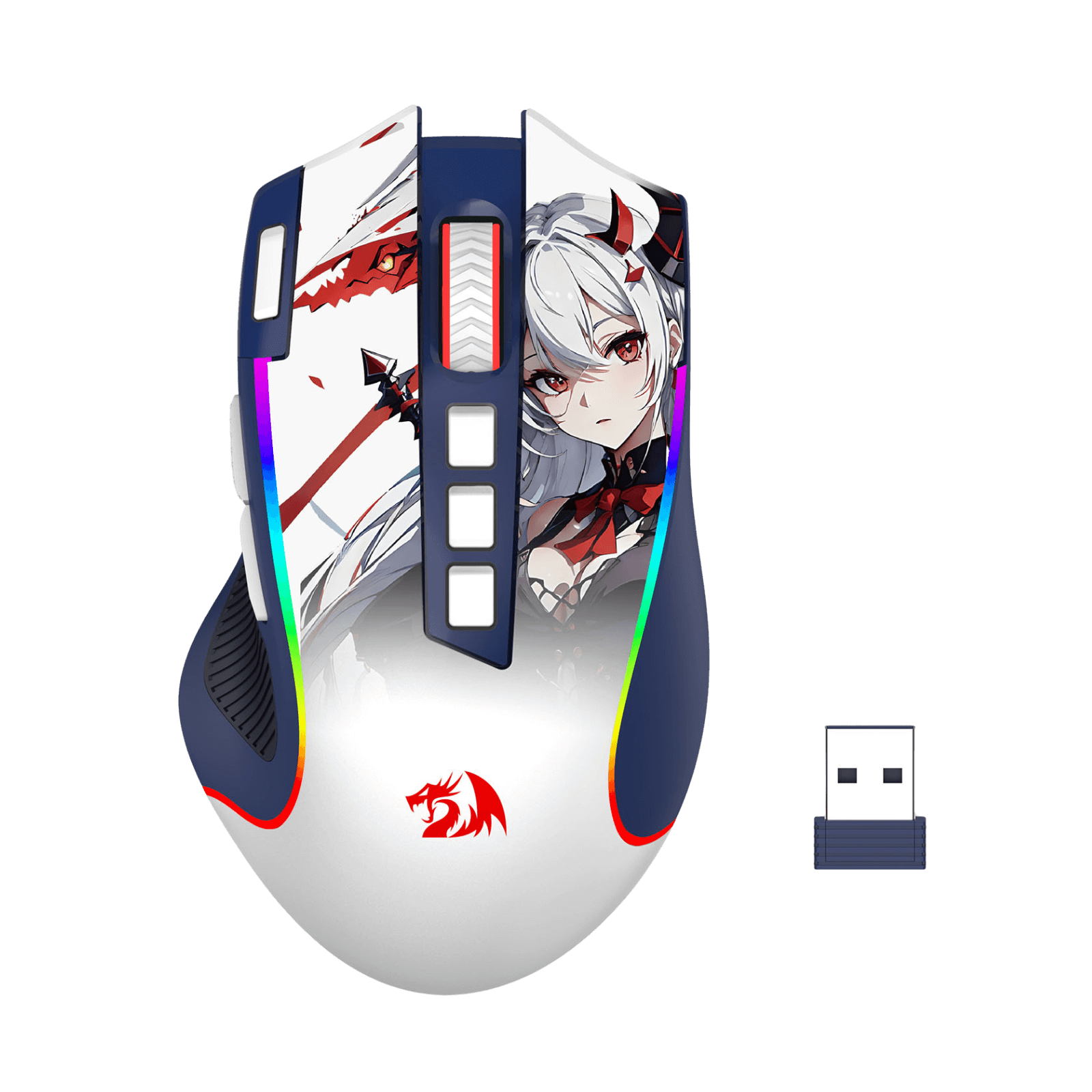 Redragon M612AK PRO RGB Gaming Mouse, 8000 DPI Wired/Wireless Optical Mouse with 9 Programmable Buttons & 7 Backlit Modes, BT & 2.4G Wireless, Software Supports DIY Keybinds Rapid Fire Button