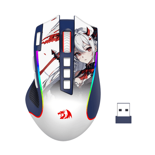 Redragon M612AK PRO RGB Gaming Mouse, 8000 DPI Wired/Wireless Optical Mouse with 9 Programmable Buttons & 7 Backlit Modes, BT & 2.4G Wireless, Software Supports DIY Keybinds Rapid Fire Button
