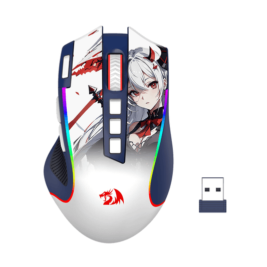 Redragon M612AK PRO RGB Gaming Mouse, 8000 DPI Wired/Wireless Optical Mouse with 9 Programmable Buttons & 7 Backlit Modes, BT & 2.4G Wireless, Software Supports DIY Keybinds Rapid Fire Button