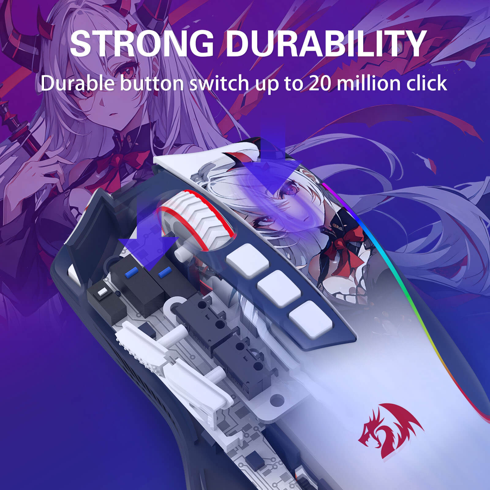 Redragon M612AK PRO RGB Gaming Mouse, 8000 DPI Wired/Wireless Optical Mouse with 9 Programmable Buttons & 7 Backlit Modes, BT & 2.4G Wireless, Software Supports DIY Keybinds Rapid Fire Button