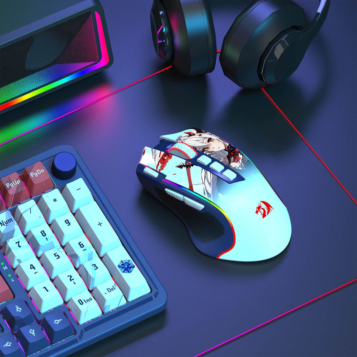 Redragon M612AK PRO RGB Gaming Mouse, 8000 DPI Wired/Wireless Optical Mouse with 9 Programmable Buttons & 7 Backlit Modes, BT & 2.4G Wireless, Software Supports DIY Keybinds Rapid Fire Button