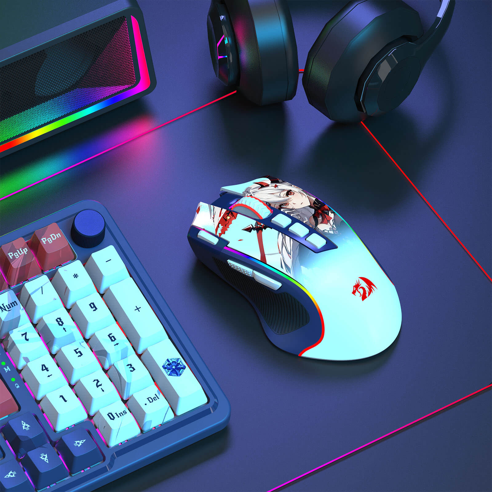 Redragon M612AK PRO RGB Gaming Mouse, 8000 DPI Wired/Wireless Optical Mouse with 9 Programmable Buttons & 7 Backlit Modes, BT & 2.4G Wireless, Software Supports DIY Keybinds Rapid Fire Button