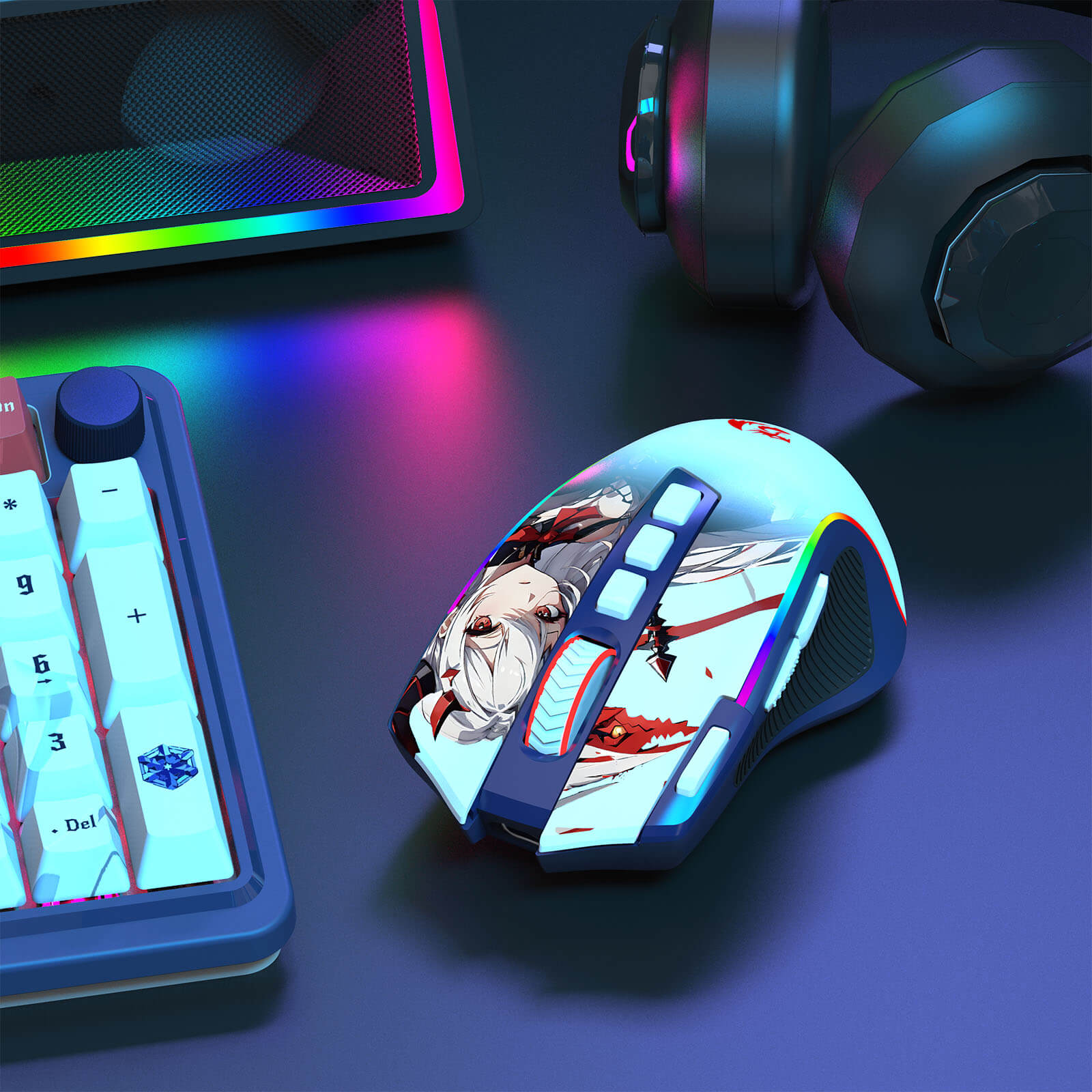 Redragon M612AK PRO RGB Gaming Mouse, 8000 DPI Wired/Wireless Optical Mouse with 9 Programmable Buttons & 7 Backlit Modes, BT & 2.4G Wireless, Software Supports DIY Keybinds Rapid Fire Button