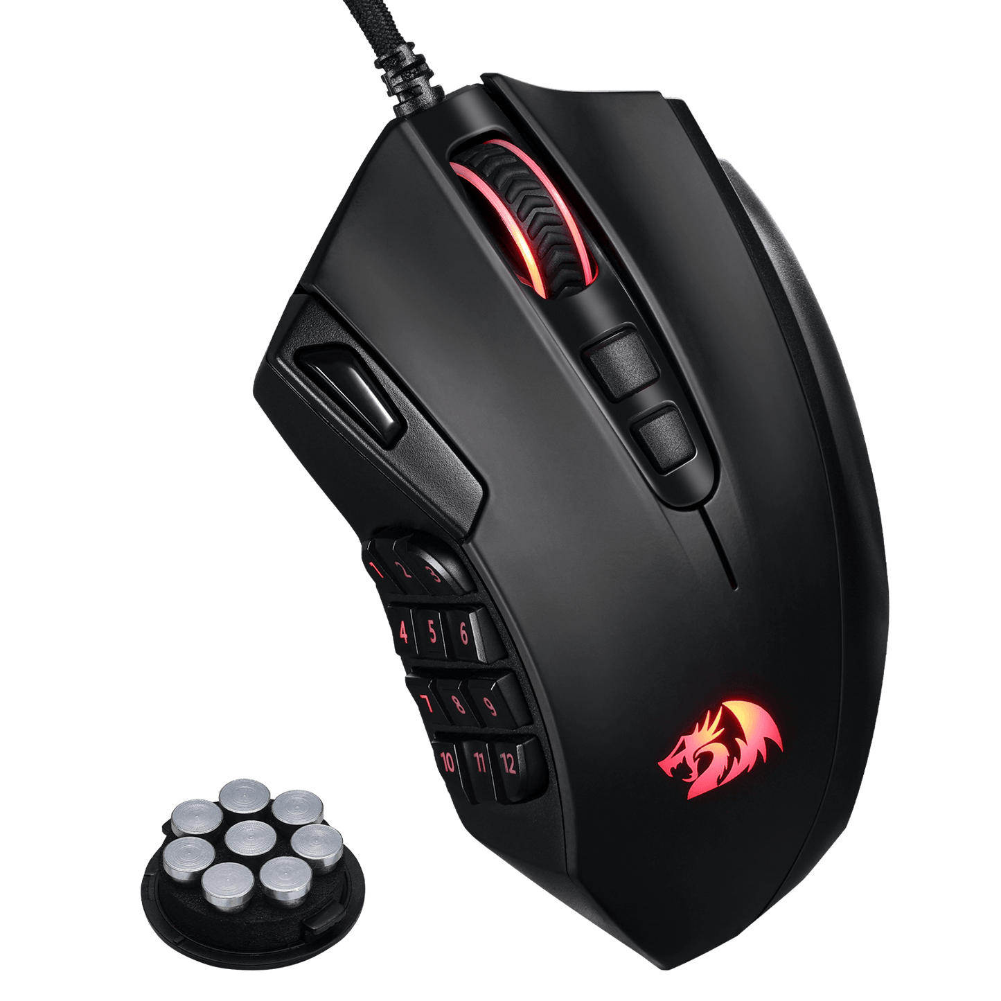 Redragon M921 MMO Gaming Mouse, 12400 DPI High Precision Wired RGB Mice w/18 Programmable Buttons, 12 Side Macro Keys, Software Supports for PC Laptop