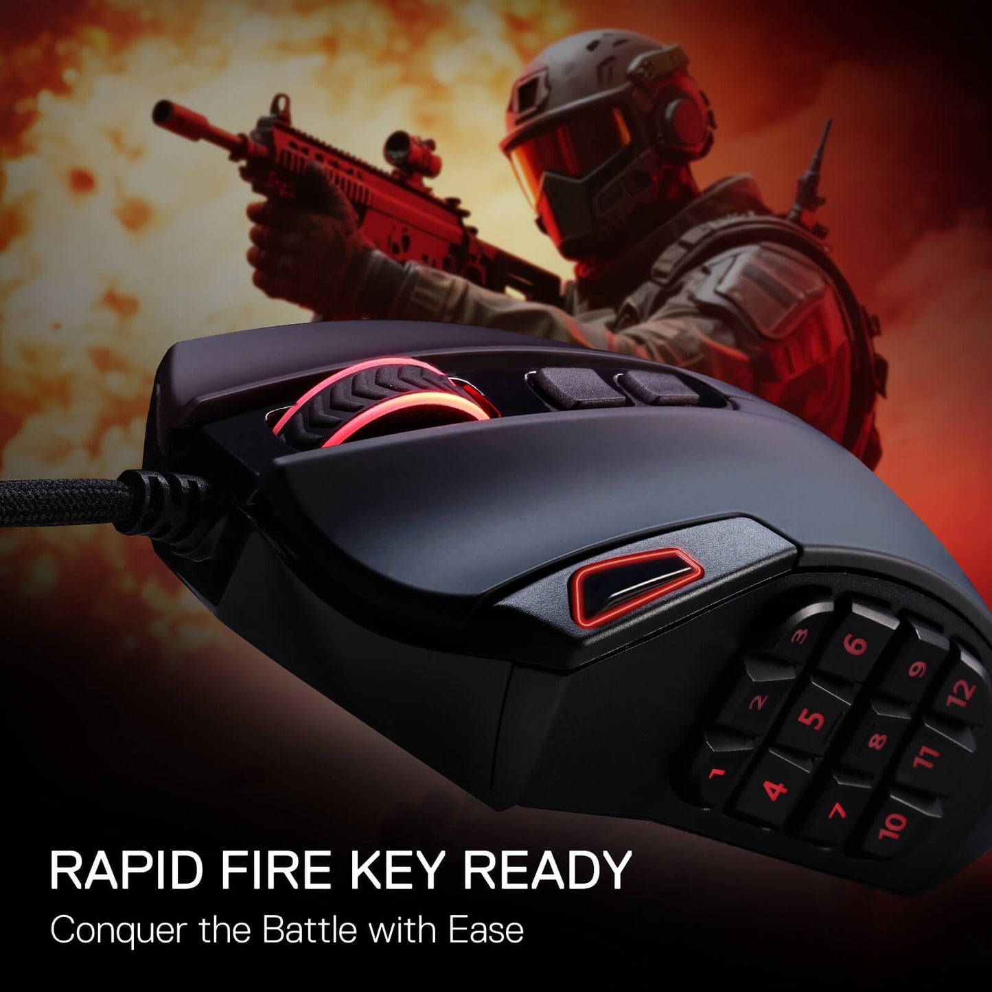 Redragon M921 MMO Gaming Mouse, 12400 DPI High Precision Wired RGB Mice w/18 Programmable Buttons, 12 Side Macro Keys, Software Supports for PC Laptop