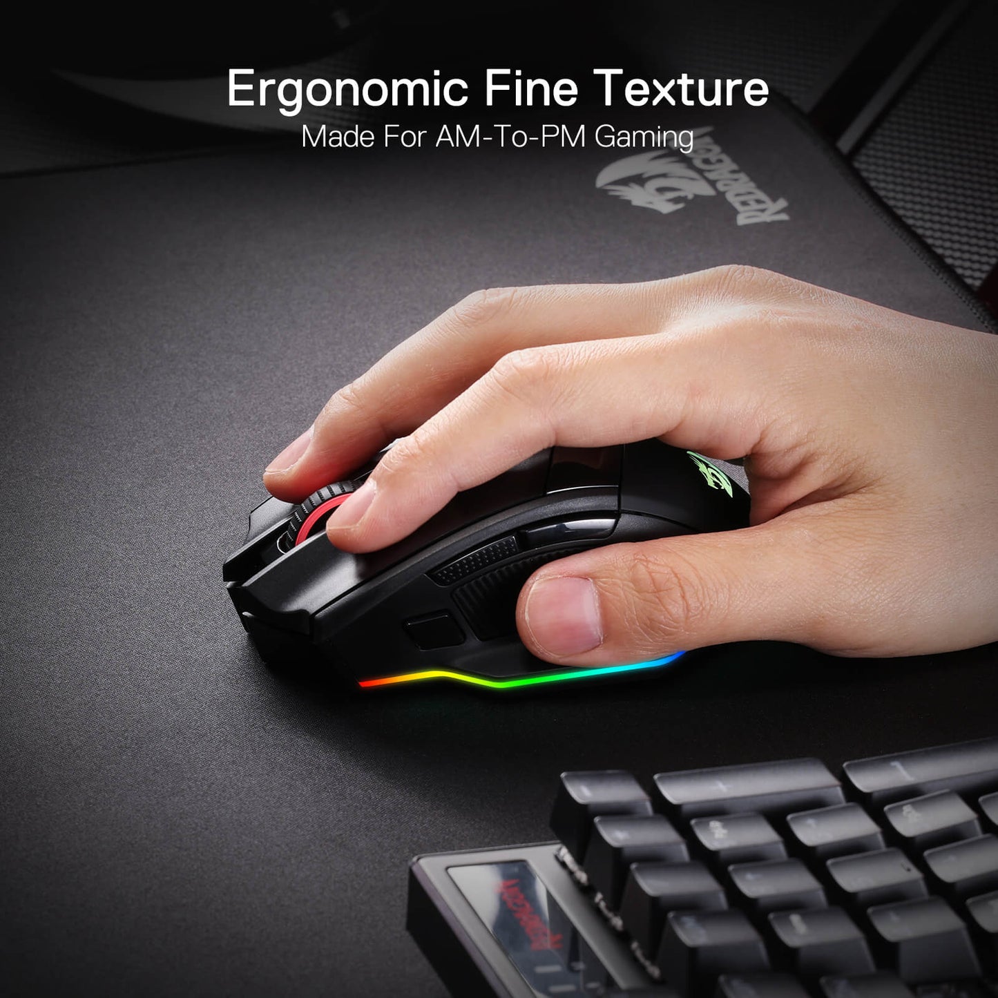 Redragon 923 PRO 3-Mode RGB Gaming Mouse with 4D Dual Mode Scroll Wheel, Optical Ergonomic Gamer Mouse with Max 26,000DPI, Pro Precision Sensor 3395, 7 Macro Buttons, Software Supported