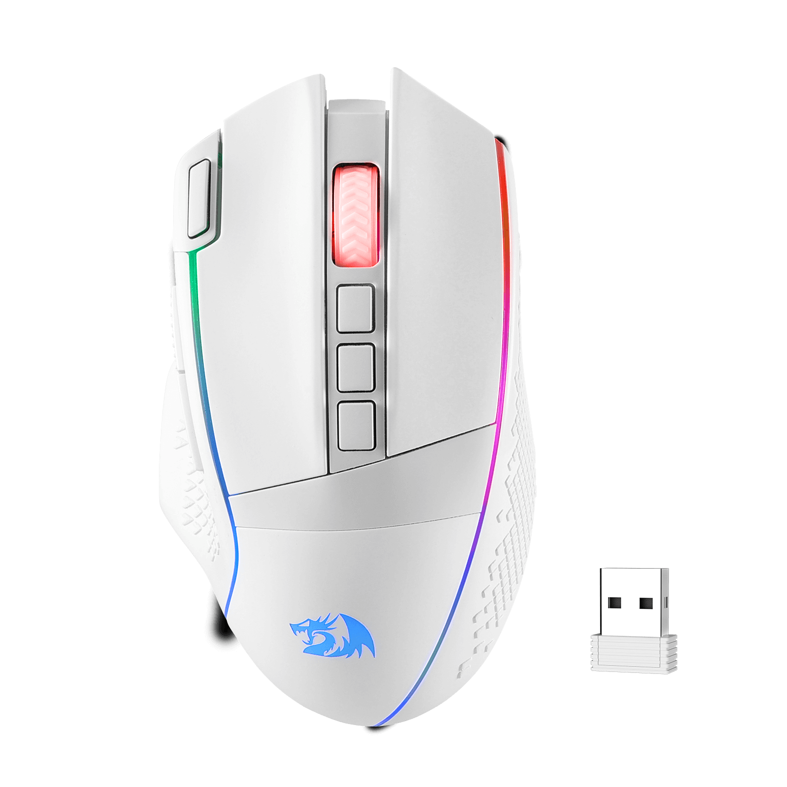 Redragon M991 Wireless Gaming Mouse, 26000 DPI 3-Mode Mice with Professional Sensor, Durable Power Capacity, Customizable Macro and RGB Backlight for PC/Mac/Laptop, White |show