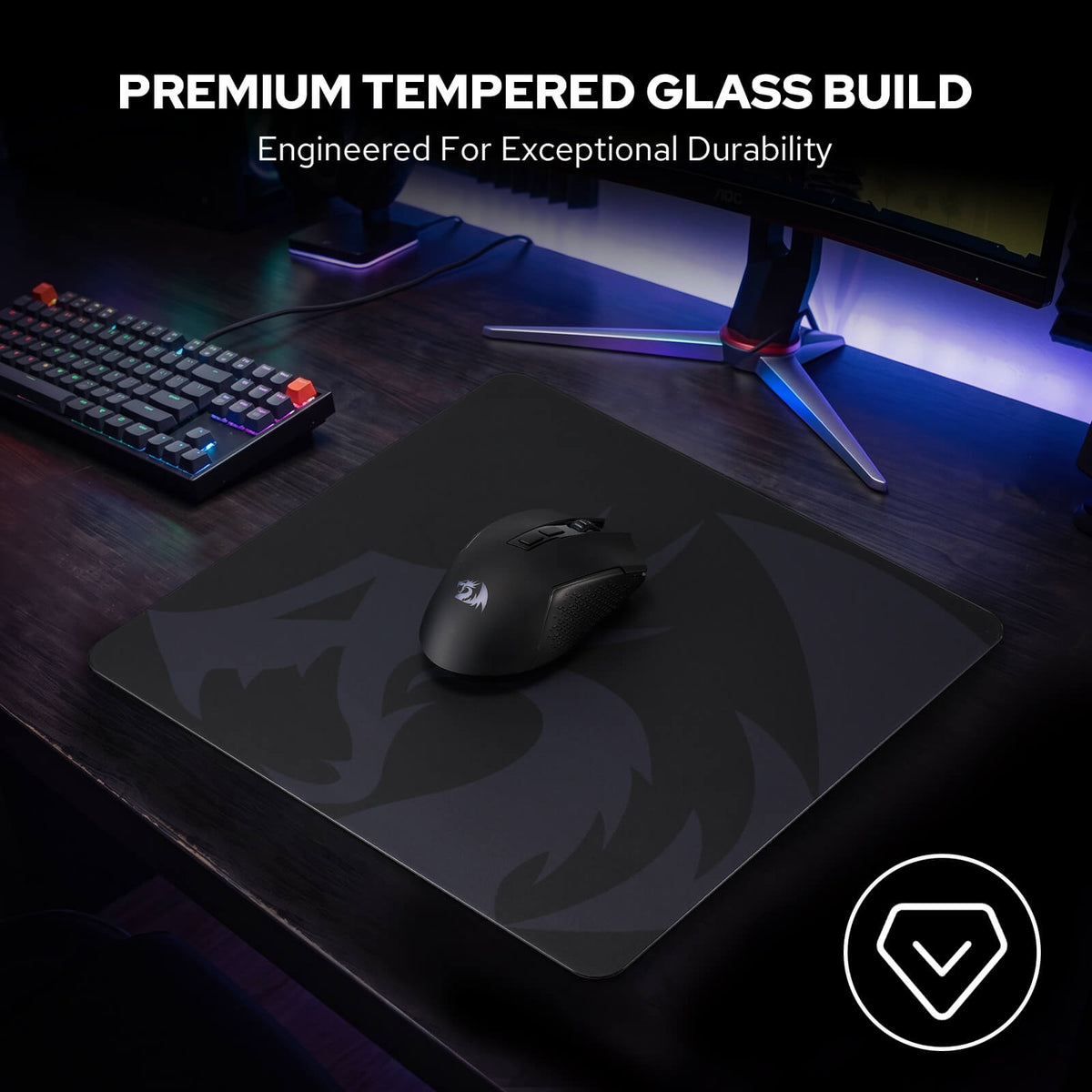 Redragon PG1M Glass Mouse Pad -'PREMIUM TEMPERED GLASS BUILD' 