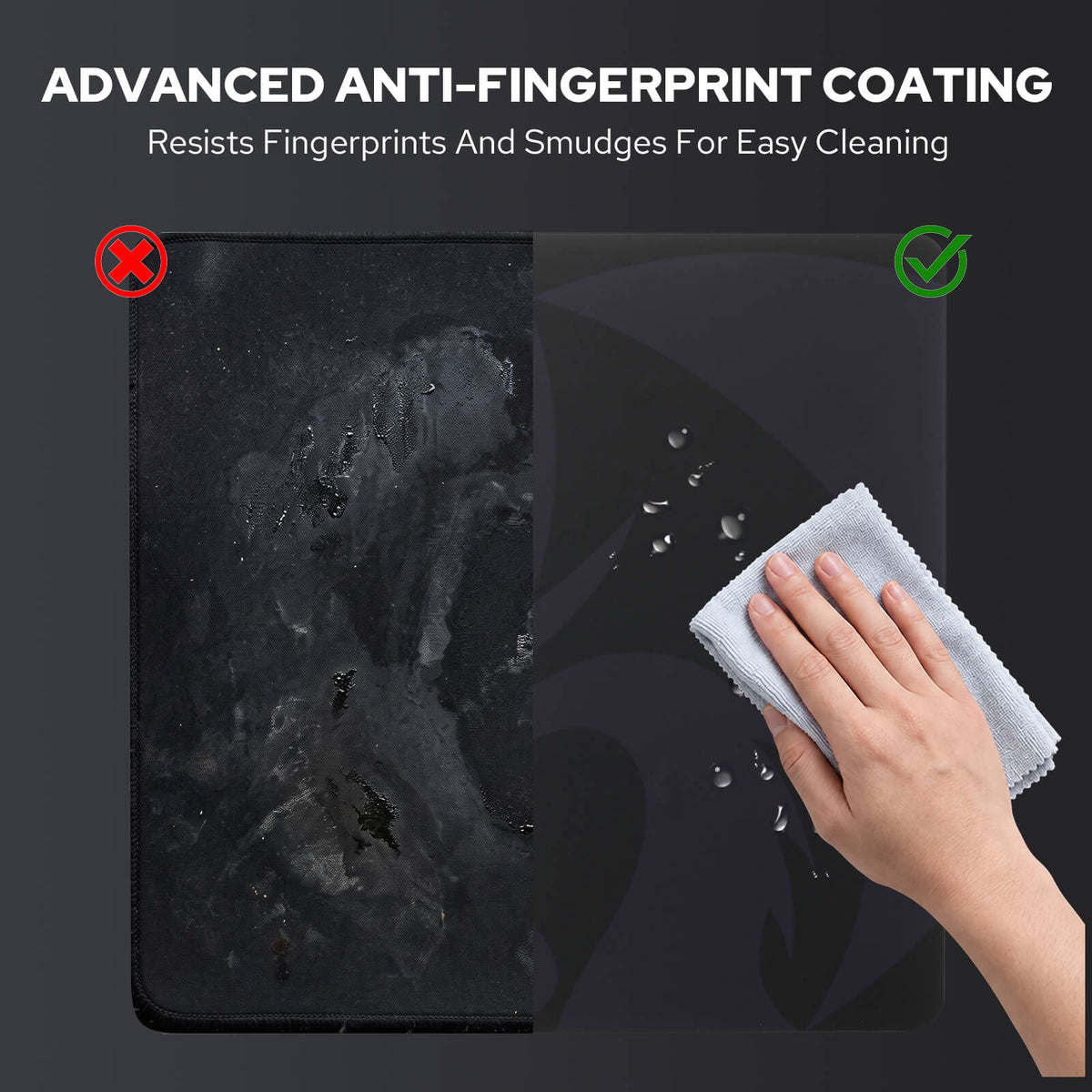 Redragon PG1M Glass Mouse Pad - Easy to Clean, Hard Mousepad for Gaming - 11.8 x 11.8 x 0.15 inches, Black