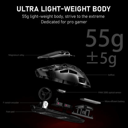 REDRAGON M997 Gaming Mouse, 2.4GHz/BT/Wired, Black, Magnesium Alloy