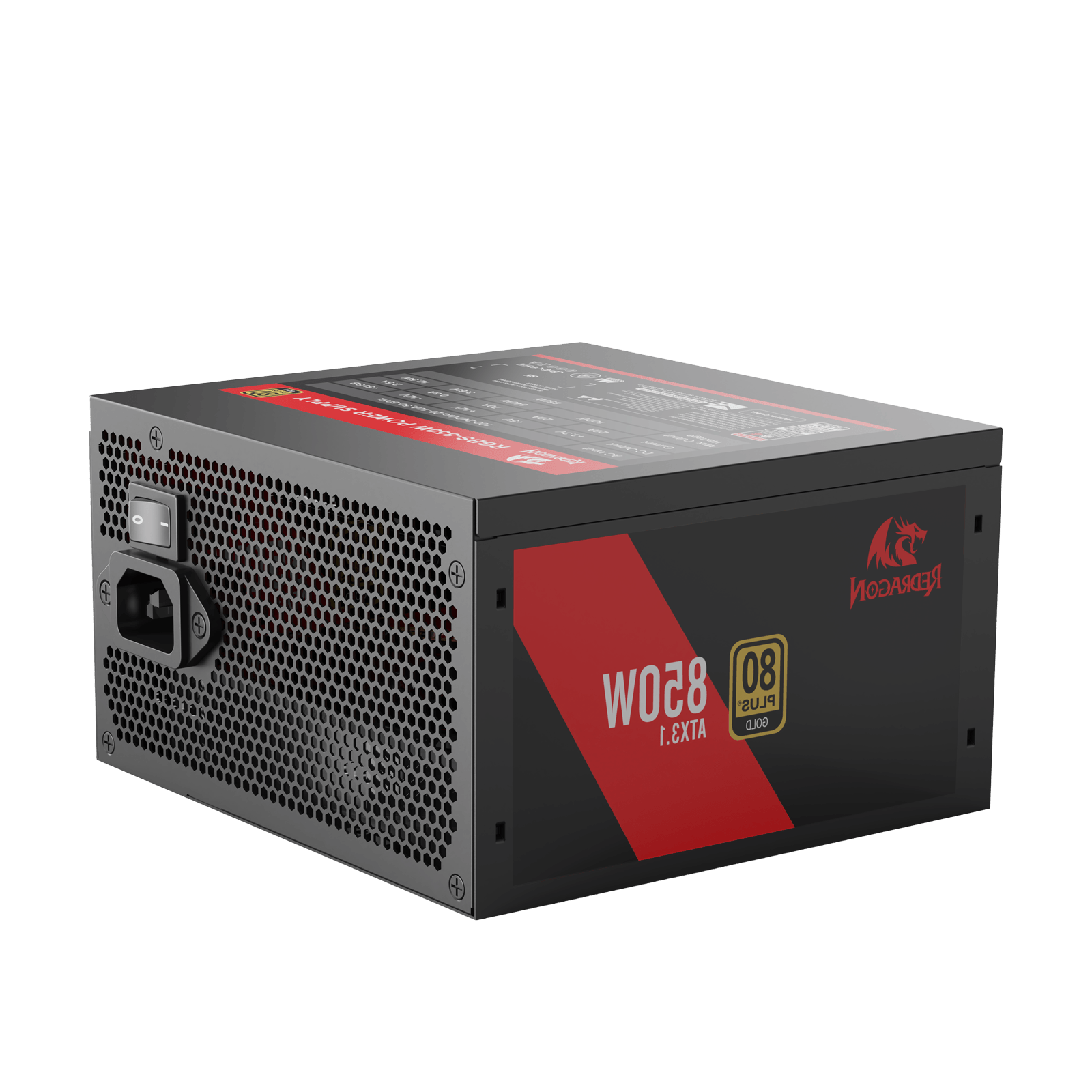 Redragon RGPS-Air 850 Watt 80+ Gold Fully Modular PSU, ATX 3.1 & PCIe 5.1
12V-2x6 Cable for RTX 40/50 Series, Main Japanese Capacitors, Active PFC Power, Low-Noise 120mm FDB Fan, Durable Flat Cables