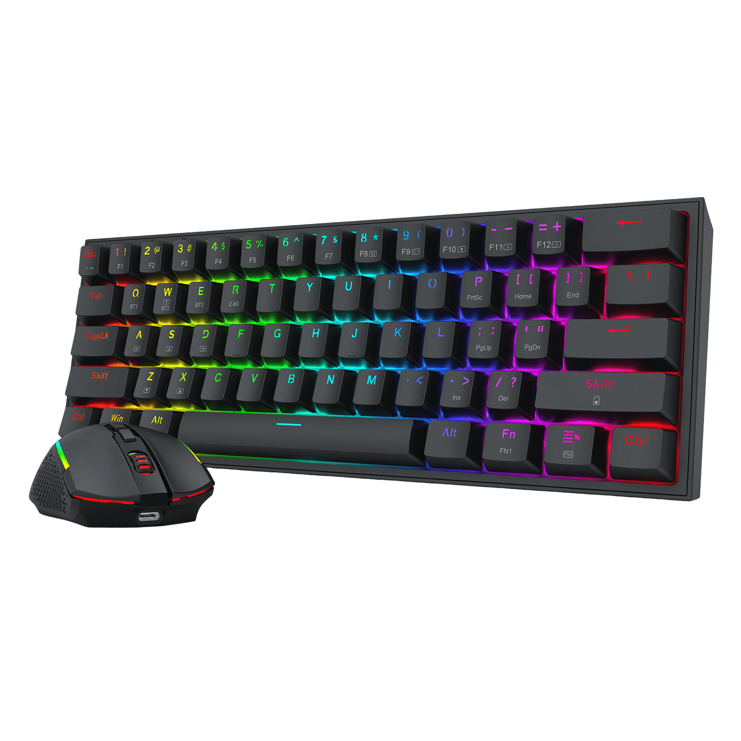 Redragon S144 Gaming Keyboard & Mouse Combo, 60% K617 Tri-Mode Wireless RGB Mechanical Keyboard and 7200 DPI Wireless Gaming Mouse Bundle, Convenient Shared Dongle