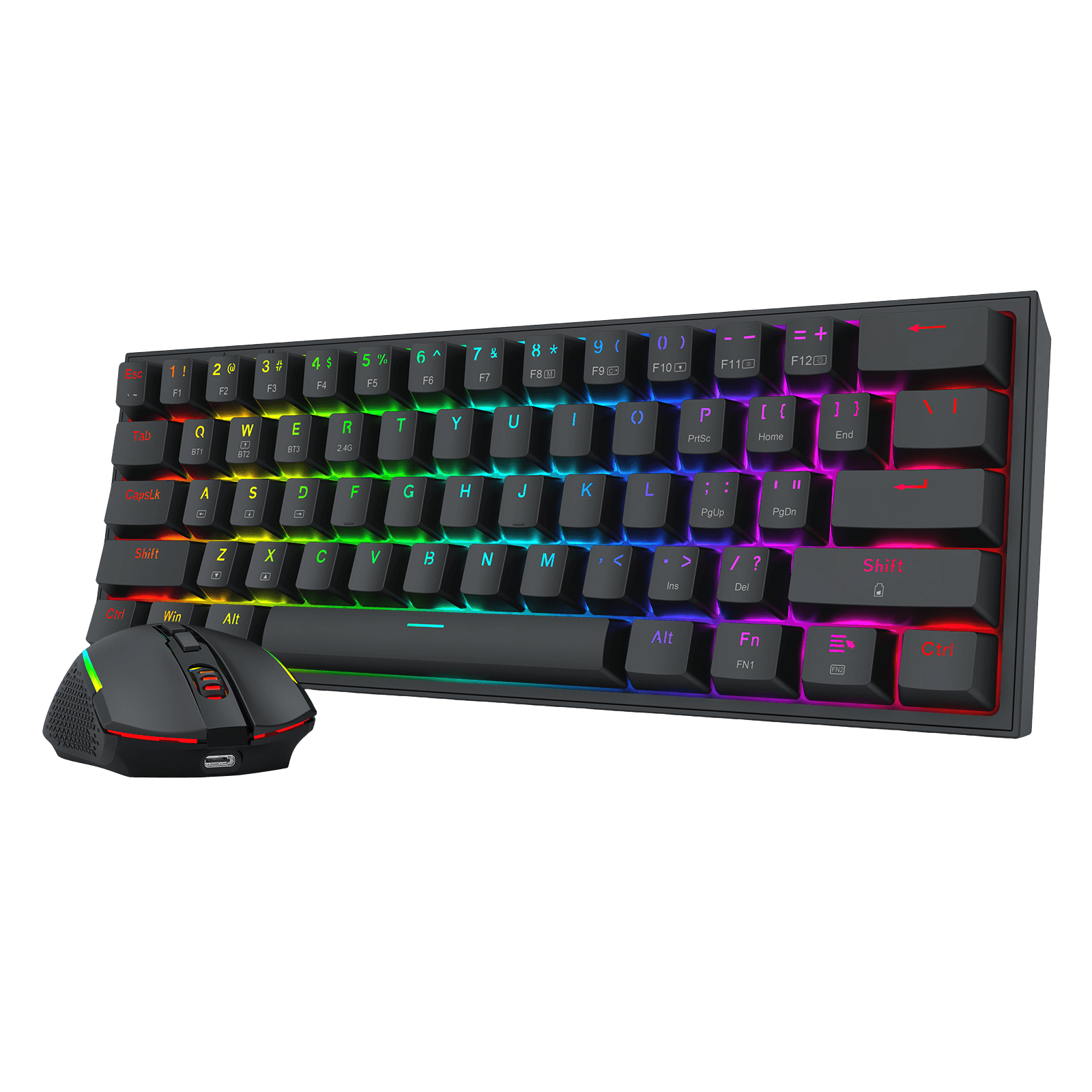 Redragon S144 Gaming Keyboard & Mouse Combo, 60% K617 Tri-Mode Wireless RGB Mechanical Keyboard and 7200 DPI Wireless Gaming Mouse Bundle, Convenient Shared Dongle