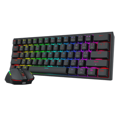 Redragon S144 Gaming Keyboard & Mouse Combo, 60% K617 Tri-Mode Wireless RGB Mechanical Keyboard and 7200 DPI Wireless Gaming Mouse Bundle, Convenient Shared Dongle