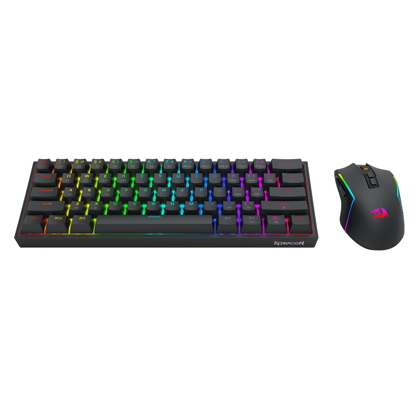 Redragon S144 Gaming Keyboard & Mouse Combo, 60% K617 Tri-Mode Wireless RGB Mechanical Keyboard and 7200 DPI Wireless Gaming Mouse Bundle, Convenient Shared Dongle