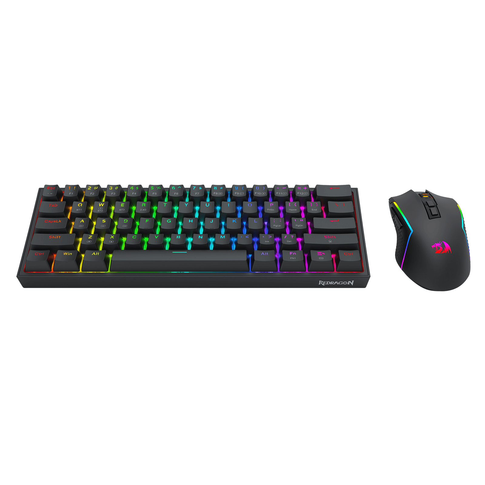 Redragon S144 Gaming Keyboard & Mouse Combo, 60% K617 Tri-Mode Wireless RGB Mechanical Keyboard and 7200 DPI Wireless Gaming Mouse Bundle, Convenient Shared Dongle