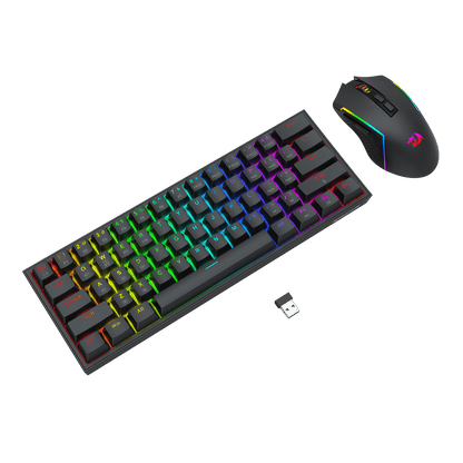 Redragon S144 Gaming Keyboard & Mouse Combo, 60% K617 Tri-Mode Wireless RGB Mechanical Keyboard and 7200 DPI Wireless Gaming Mouse Bundle, Convenient Shared Dongle