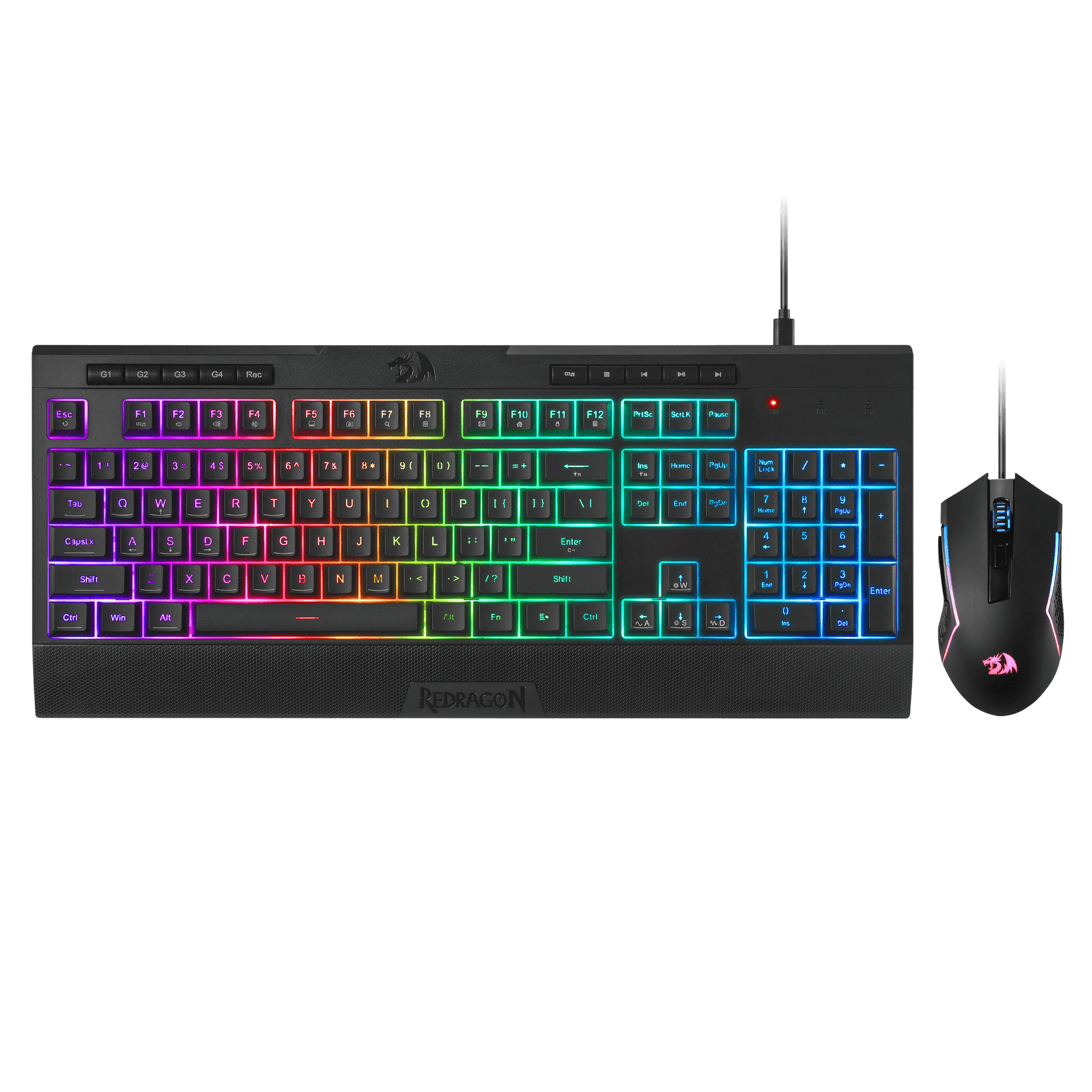 Redragon S151 Gaming Keyboard & Mouse Combo, 104 Keys K525 Wired RGB Membrane Keyboard and 10000 DPI Wired M616 Gaming Mouse Bundle