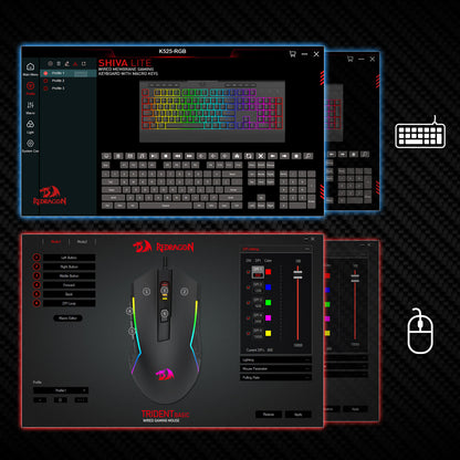 Redragon S151 Gaming keyboard and mouse setup with software interface on a dark background