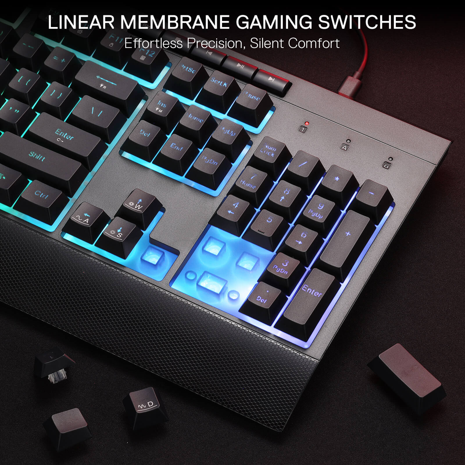 Redragon S151 Gaming keyboard with linear membrane switches on a dark background