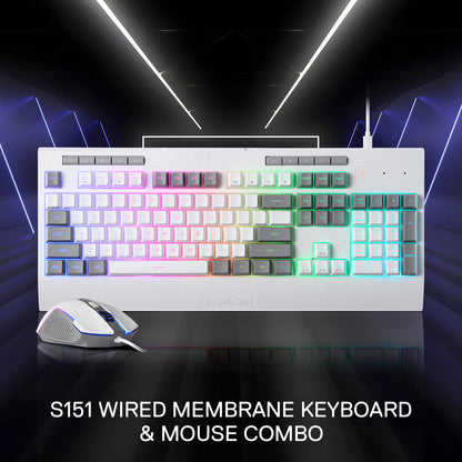 S151 Wired Membrane Keyboard & Mouse Combo with RGB lighting on a dark background