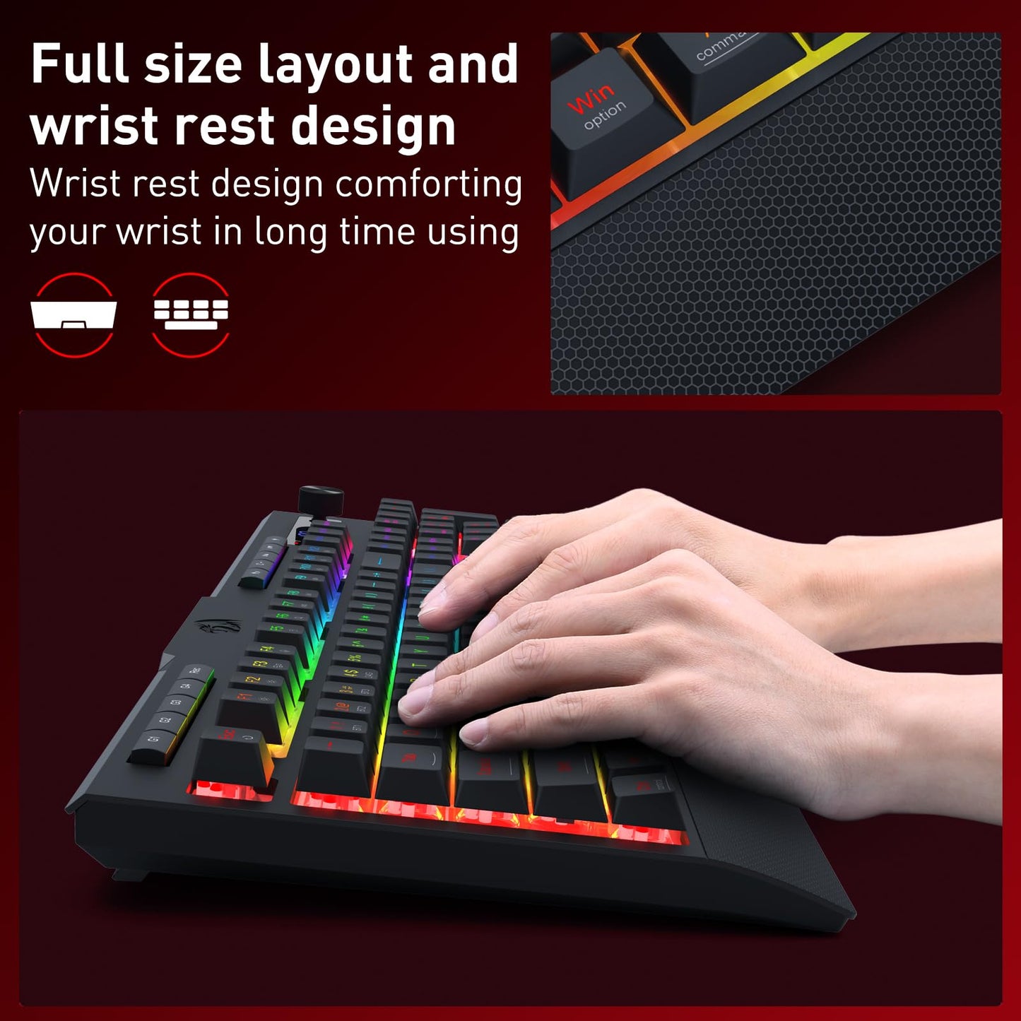 Redragon K525 PRO RGB Wireless Membrane Gaming Keyboard, Screen + Knob
3-Mode Linear Mechanical-Feel Switch, 4 Extra On-Board Macro Keys, Dedicated Media & Display Control, Ergonomic Wrist Rest
