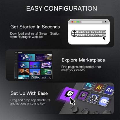 Redragon SS551 Stream Controller - All-in-One Macro Pad, LCD Keys & Dials, Stream Station for Content Creators, Streaming, Gaming - PC & Mac Compatible