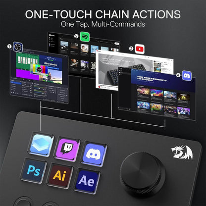Redragon SS551 Stream Controller - All-in-One Macro Pad, LCD Keys & Dials, Stream Station for Content Creators, Streaming, Gaming - PC & Mac Compatible