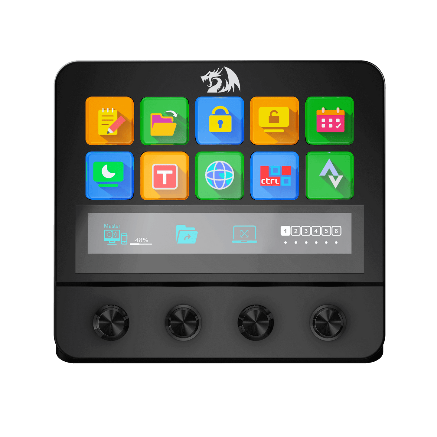 Redragon SS552 Stream Controller Deck - All-in-One Macro Pad with Customization Touch Strip, LCD Keys & Dials, Stream Station for Content Creators, Streaming, Gaming - PC & Mac Compatible