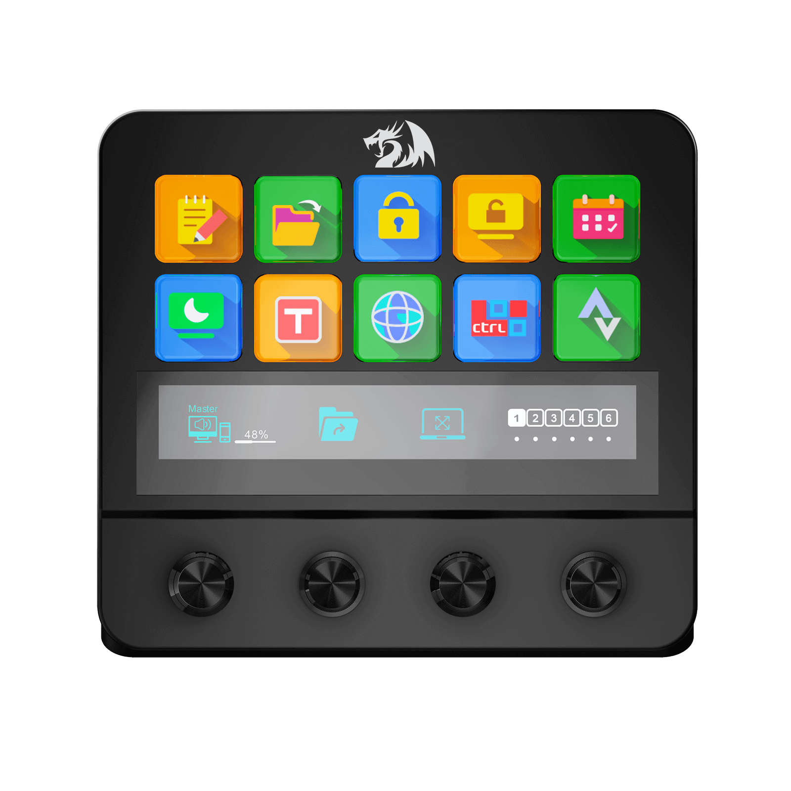 Redragon SS552 Stream Controller Deck - All-in-One Macro Pad with Customization Touch Strip, LCD Keys & Dials, Stream Station for Content Creators, Streaming, Gaming - PC & Mac Compatible