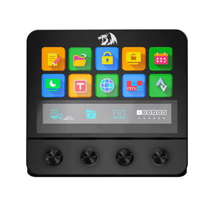 Redragon SS552 Stream Controller Deck - All-in-One Macro Pad with Customization Touch Strip, LCD Keys & Dials, Stream Station for Content Creators, Streaming, Gaming - PC & Mac Compatible