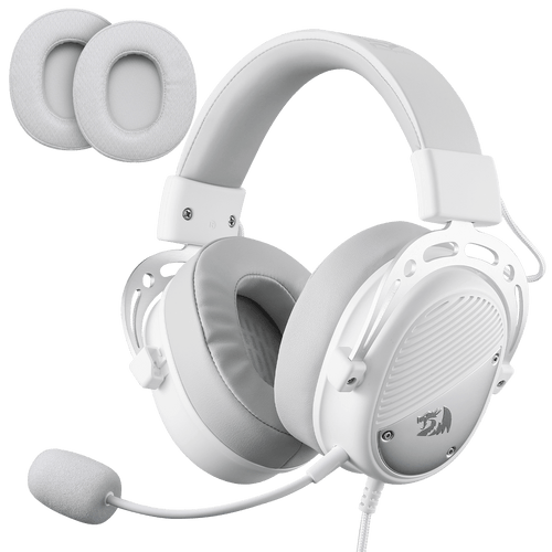 Redragon H730 USB Wired Gaming Headset - 53mm Drivers, 360° Spatial Sound, Detachable Noise-Canceling Microphone, Magnetic Replaceable Ear Cushions, Over-Ear Headphones Works for PC/PS4/PS5, White | show