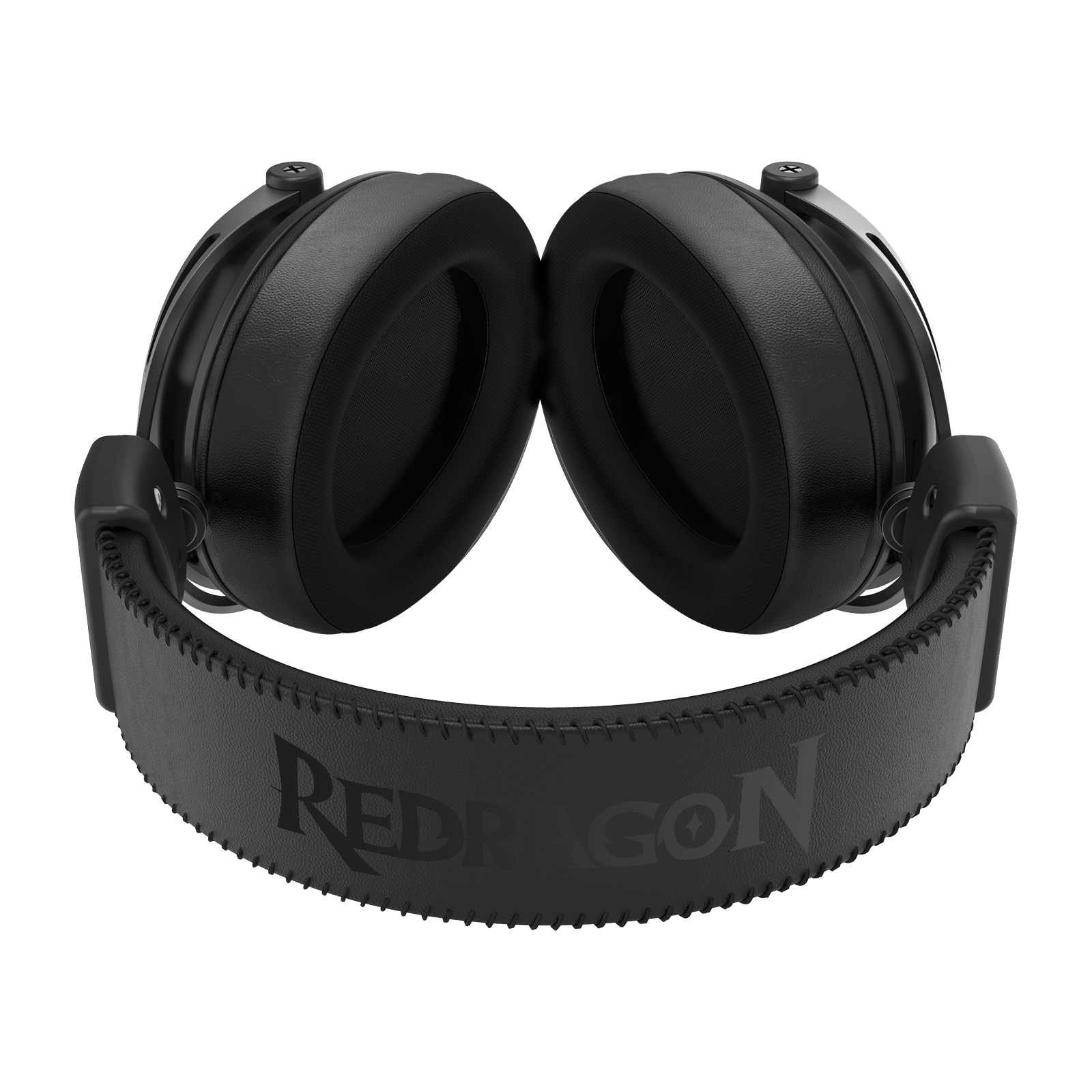 Redragon TITAN H894, Black over-ear headphones with cushioned ear cups and a padded headband, shown from the front on a plain white background. The headband displays the embossed brand name 'REDRAگون'.