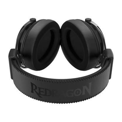 Redragon TITAN H894, Black over-ear headphones with cushioned ear cups and a padded headband, shown from the front on a plain white background. The headband displays the embossed brand name 'REDRAگون'.