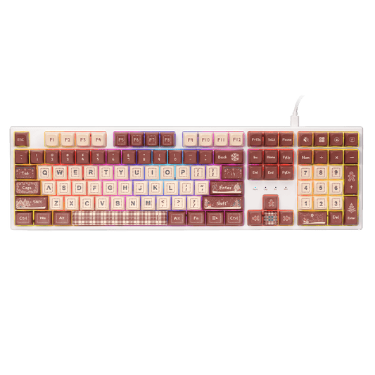 Redragon K668 Xmas Wired Gasket RGB Gaming Keyboard, 108 Keys Mechanical Keyboard w/Extra 4 Hotkeys, Upgraded Hot-swappable Socket, Sound Absorbing Foam, Christmas Gingerbread Man Themed Cute Keycaps