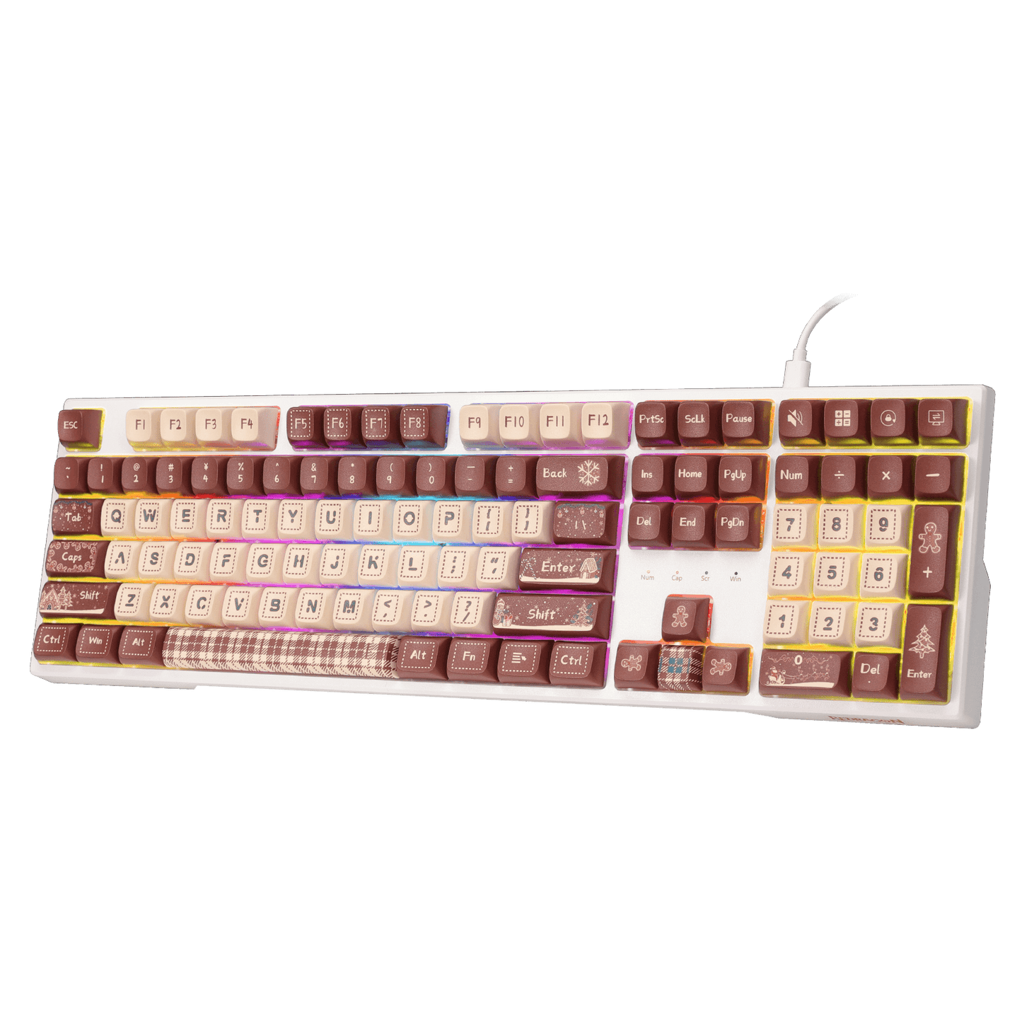 Redragon K668 Xmas Wired Gasket RGB Gaming Keyboard, 108 Keys Mechanical Keyboard w/Extra 4 Hotkeys, Upgraded Hot-swappable Socket, Sound Absorbing Foam, Christmas Gingerbread Man Themed Cute Keycaps