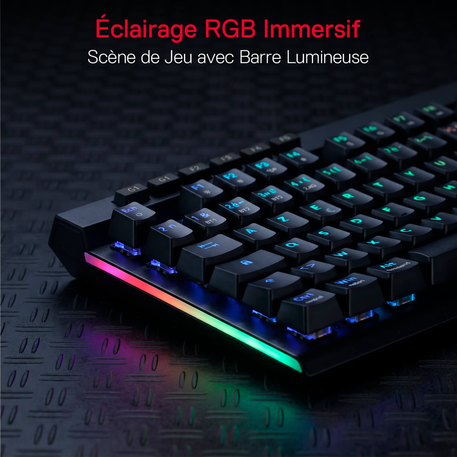 Clavier de jeu sans fil RGB Redragon K580 PRO, clavier mécanique à 104 touches avec 3 modes, connecteur Hot-Swap, commandes multimédia dédiées et enregistrement de macros intégré, commutateurs linéaires rouges