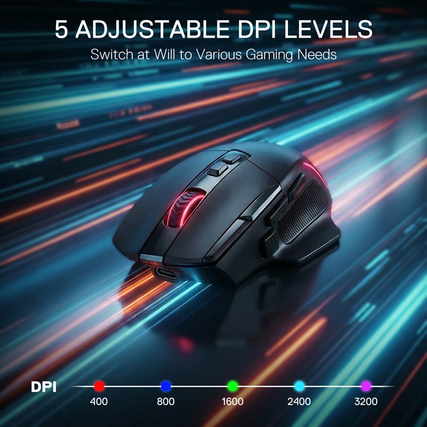 Redragon M925 PRO Wireless Gaming Mouse, 26,000 Max DPI Optical RGB Mice with 10 Programmable Buttons, Hyper-Fast Scroll, Software Supports DIY Keybinds & DPI, Black