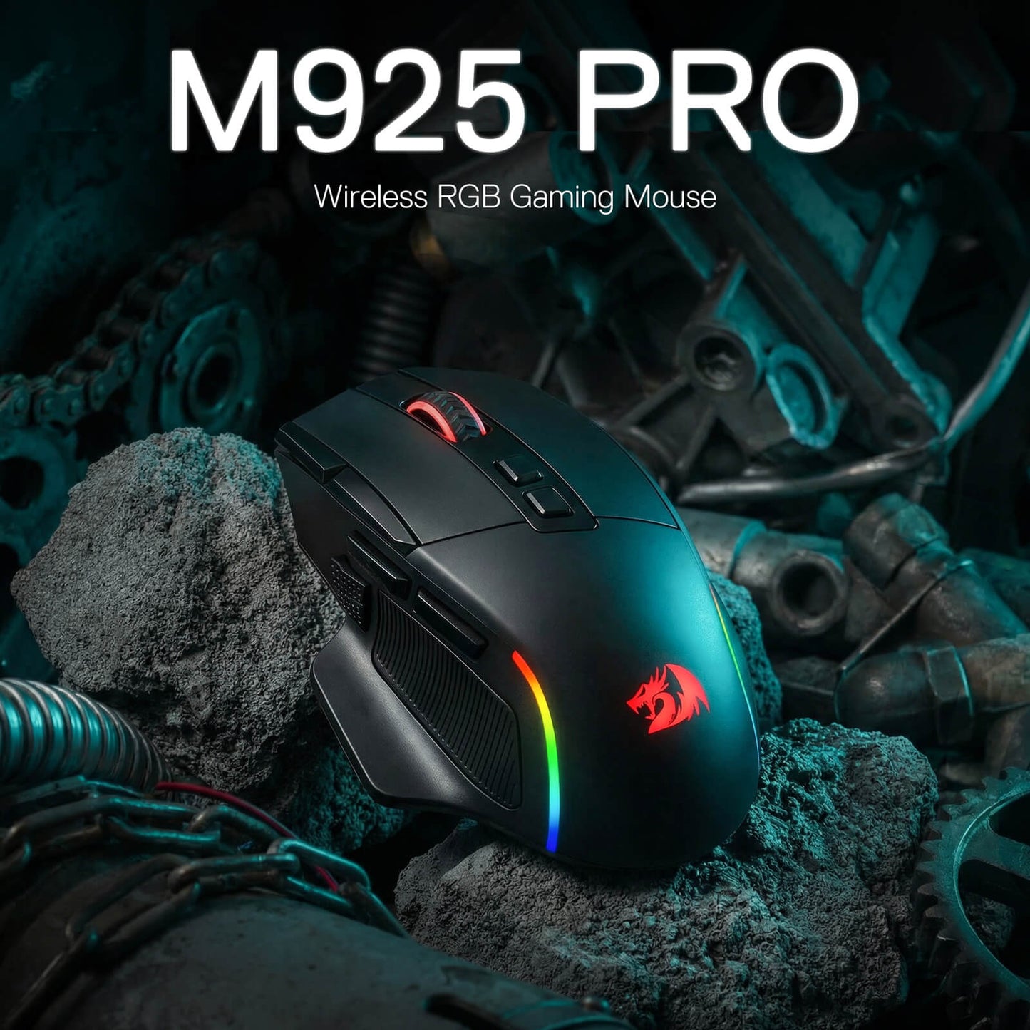 Redragon M925 PRO Wireless Gaming Mouse, 26,000 Max DPI Optical RGB Mice with 10 Programmable Buttons, Hyper-Fast Scroll, Software Supports DIY Keybinds & DPI, Black